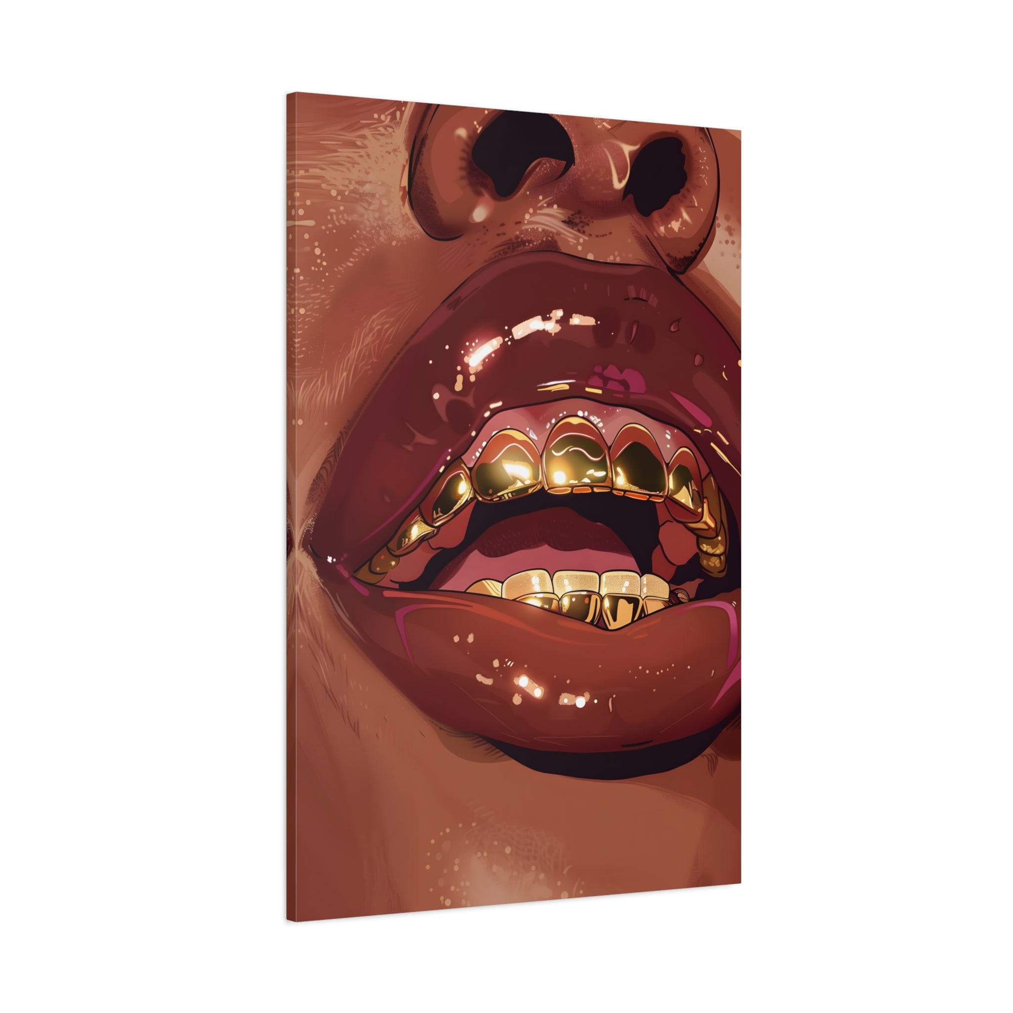 1.25" Matte Canvas - Gold Grills Glam Closeup