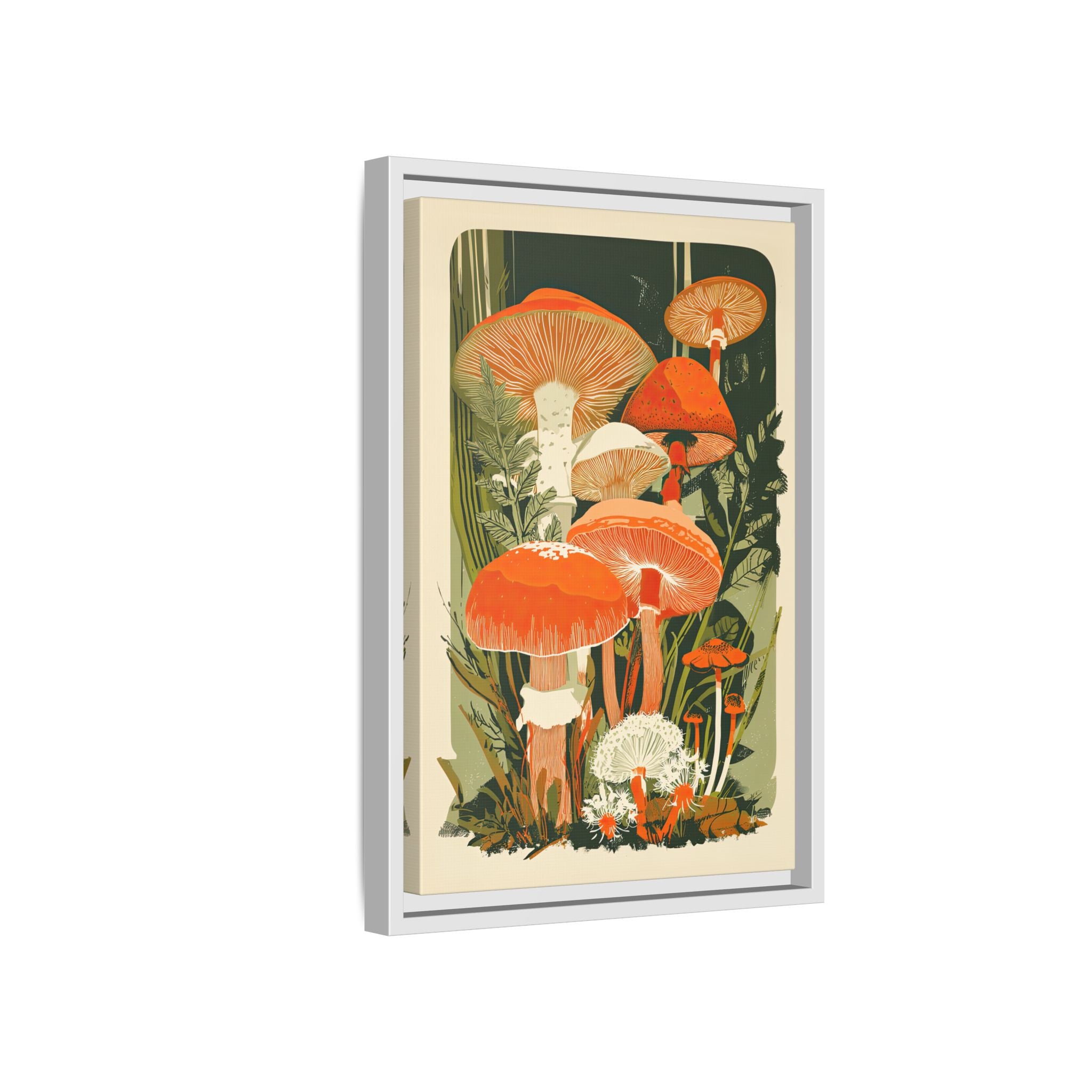 Framed Canvas - Groovy Woodland Mushrooms