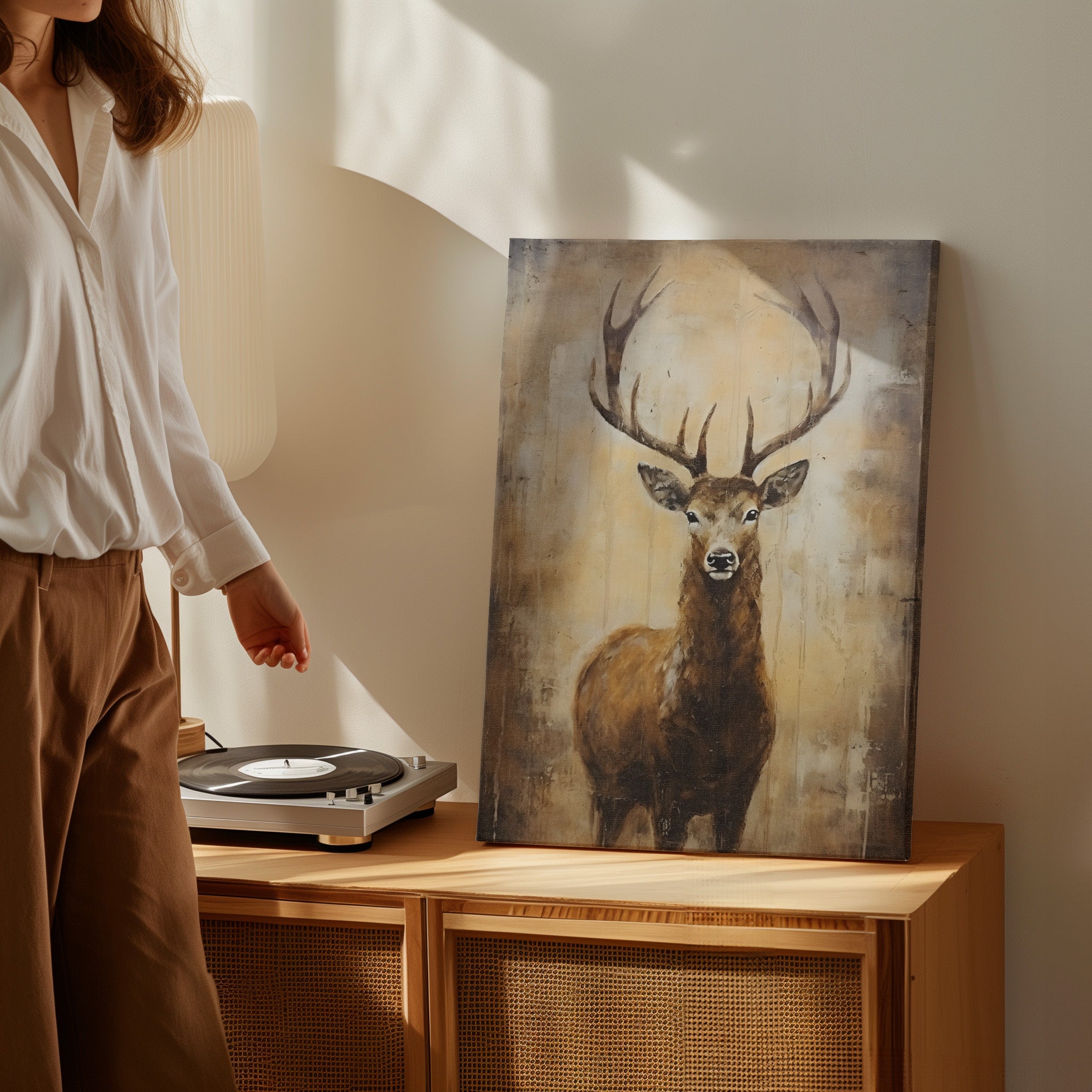 .75&quot; Matte Canvas - Golden Stag Majesty