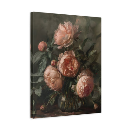 1.25" Matte Canvas - Vintage Blush Peony Bouquet