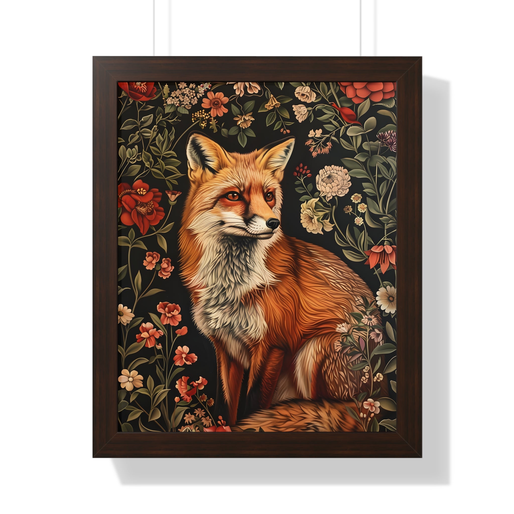 Framed Paper Print - Fox Amongst Floral Whimsy