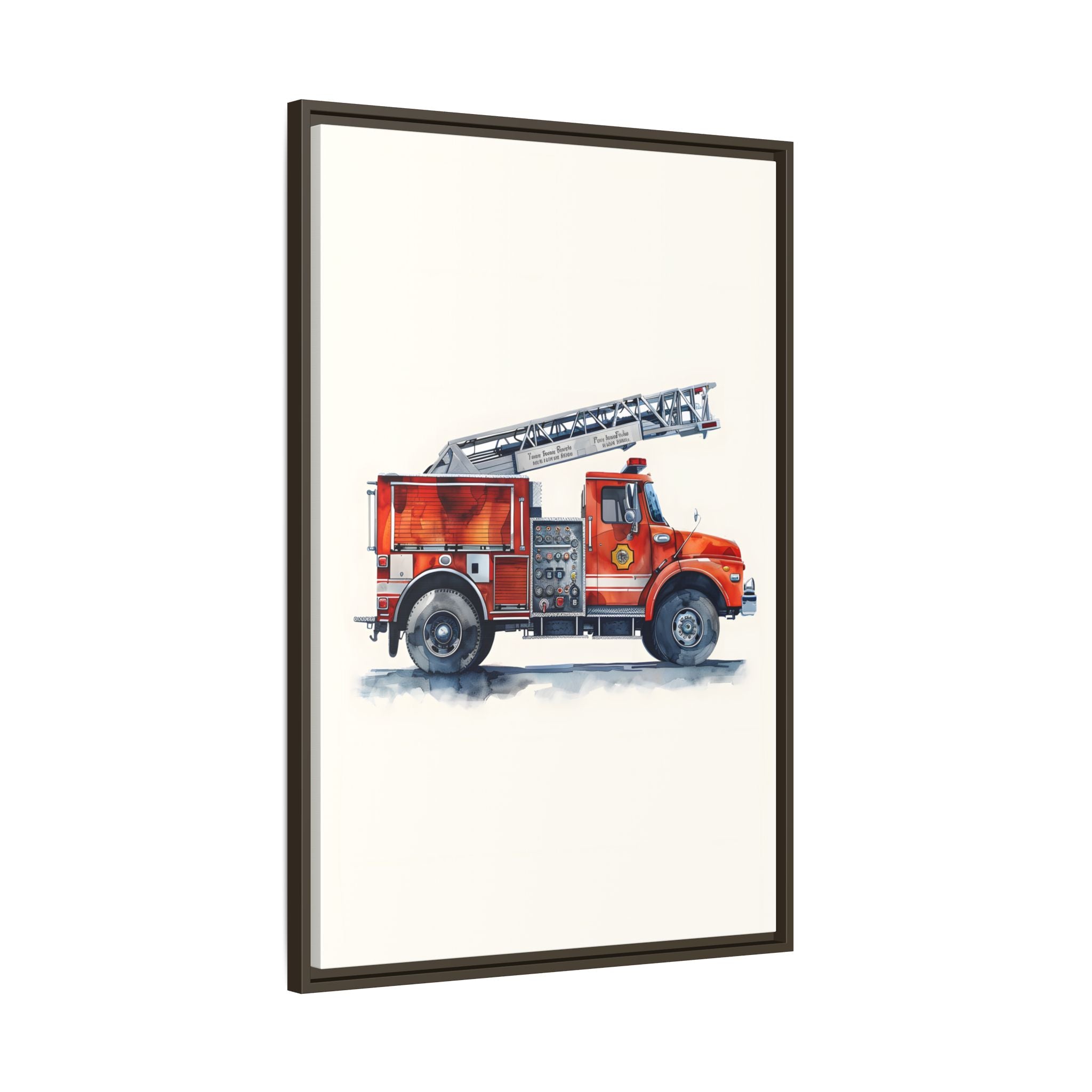 Framed Canvas - Ladder Firetruck Nursery