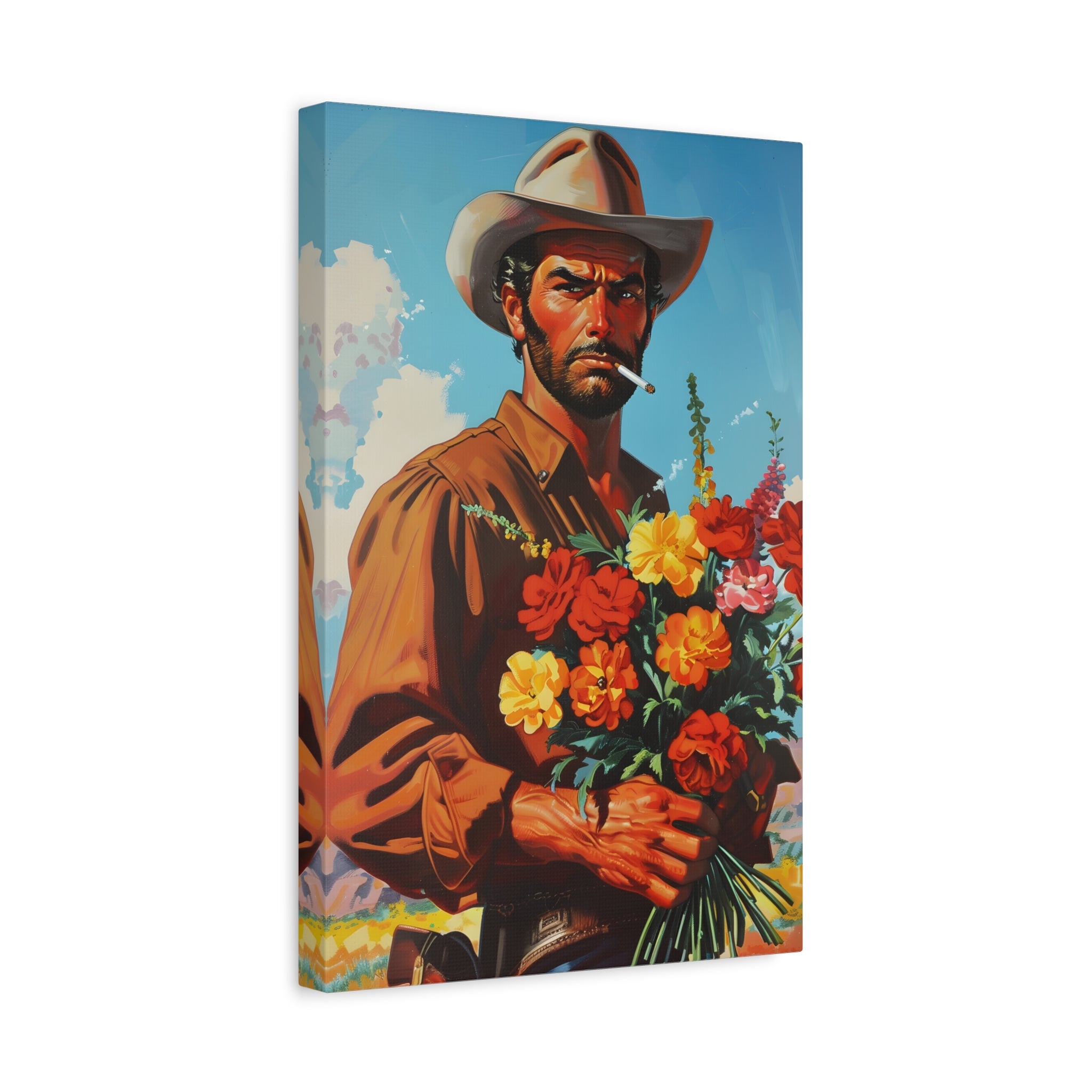 1.25" Matte Canvas - Rugged Blooms Cowboy