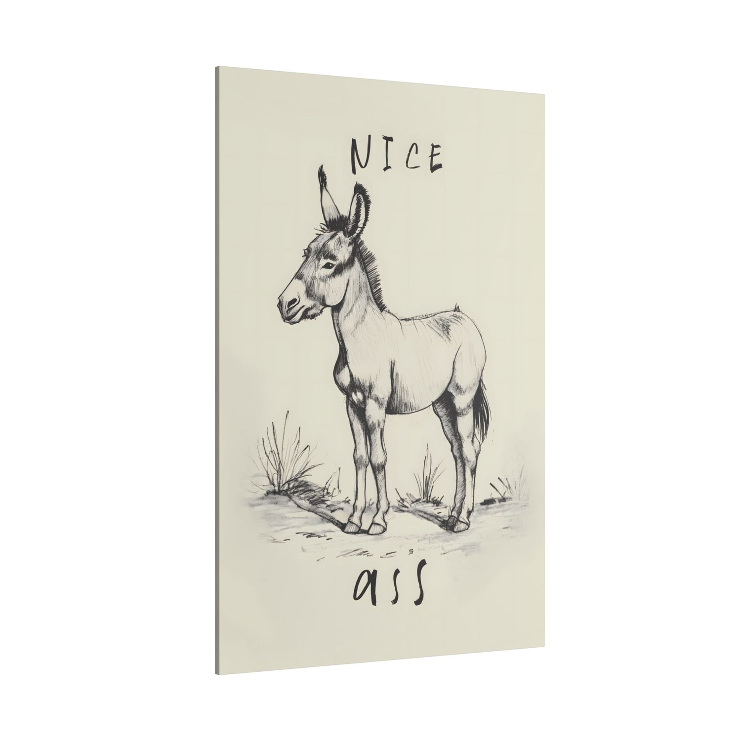 .75&quot; Matte Canvas - Donkey Line Art Humor
