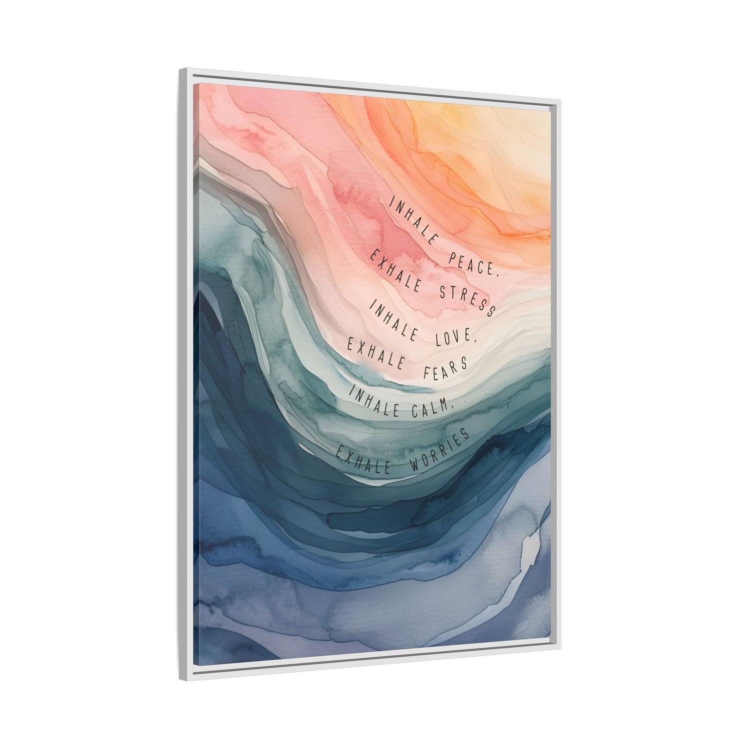 Framed Canvas - Inhale Exhale Watercolor Calm
