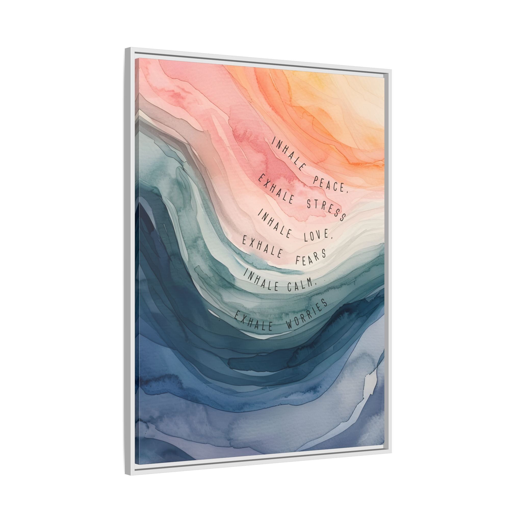 Framed Canvas - Inhale Exhale Watercolor Calm