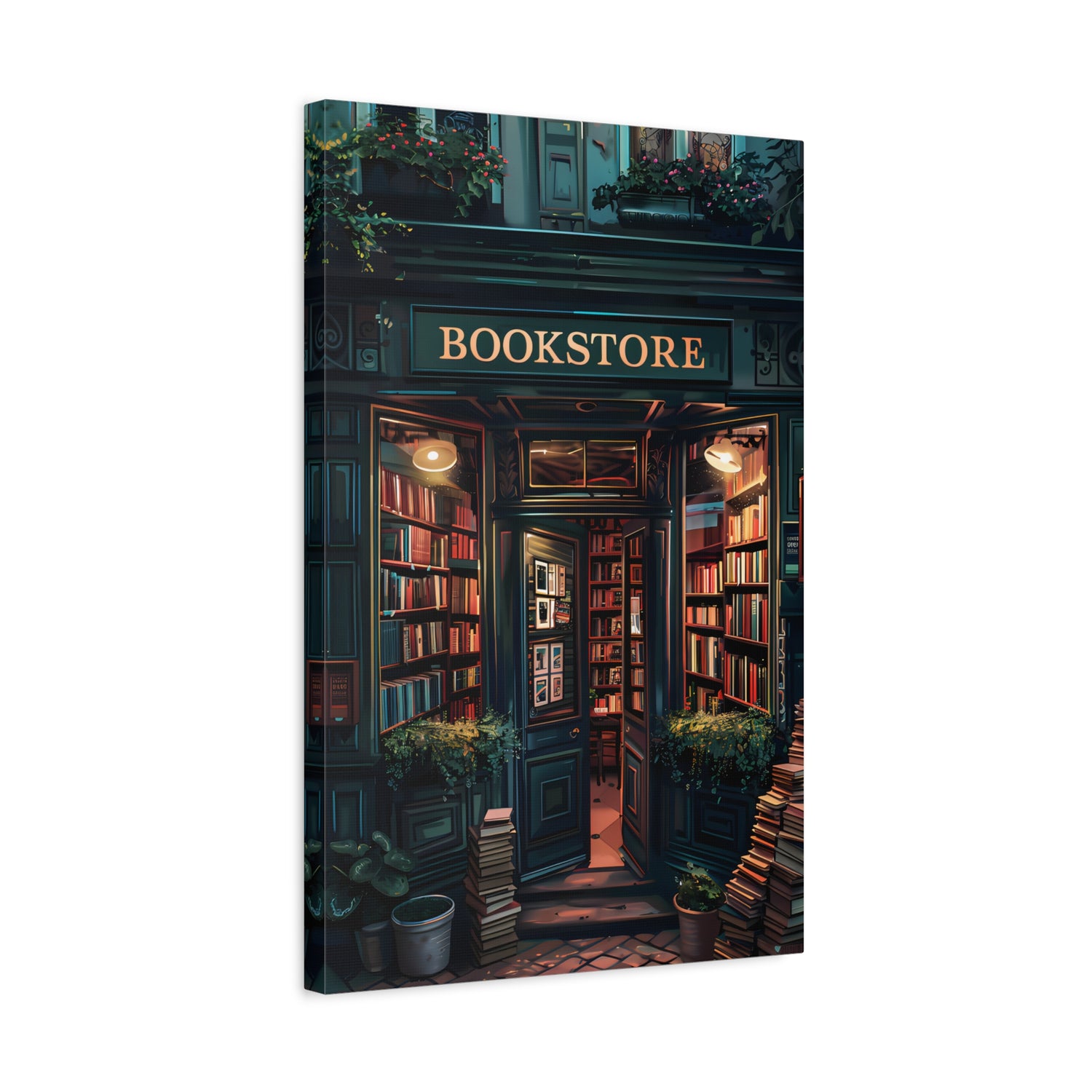 1.25" Matte Canvas - Midnight Bookstore Glow