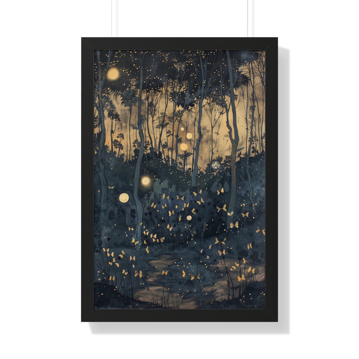 Framed Paper Print - Golden Firefly Nightscape