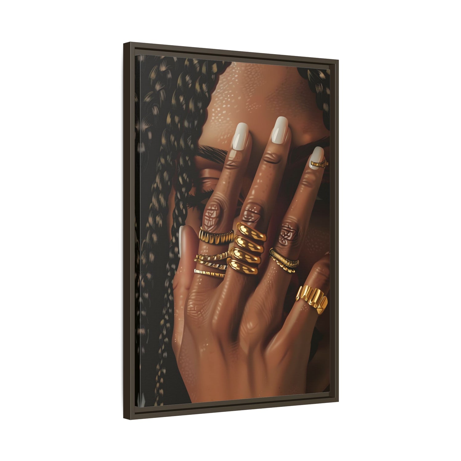 Framed Canvas - Braided Golden Ring Beauty