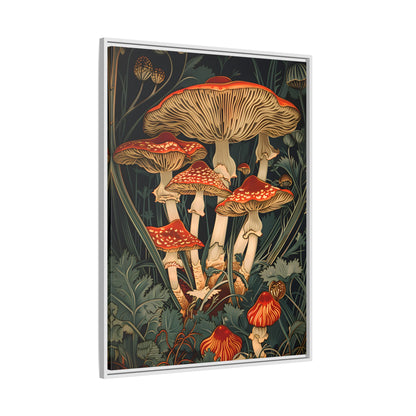 Framed Canvas - Woodland Mushrooms Revival