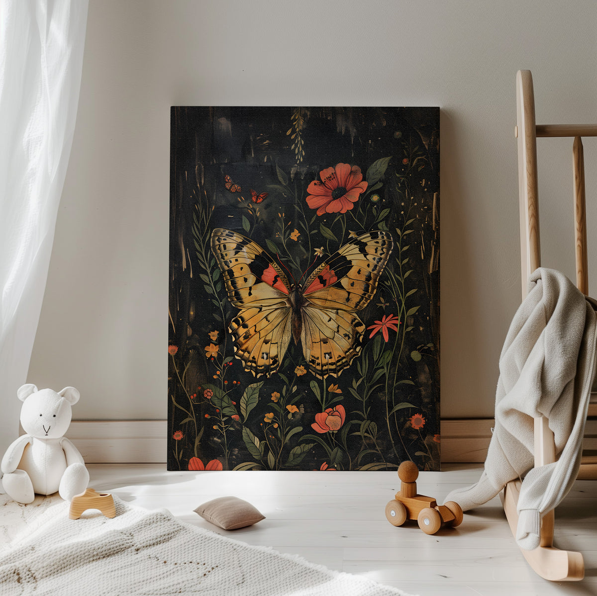 .75" Matte Canvas - Nocturnal Butterfly Garden