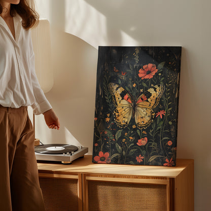 .75" Matte Canvas - Nocturnal Butterfly Garden