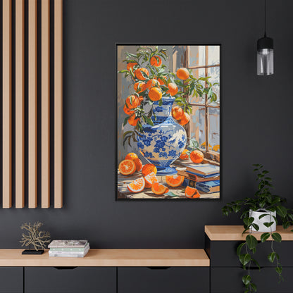 Framed Canvas - Sunlit Citrus &amp; Porcelain