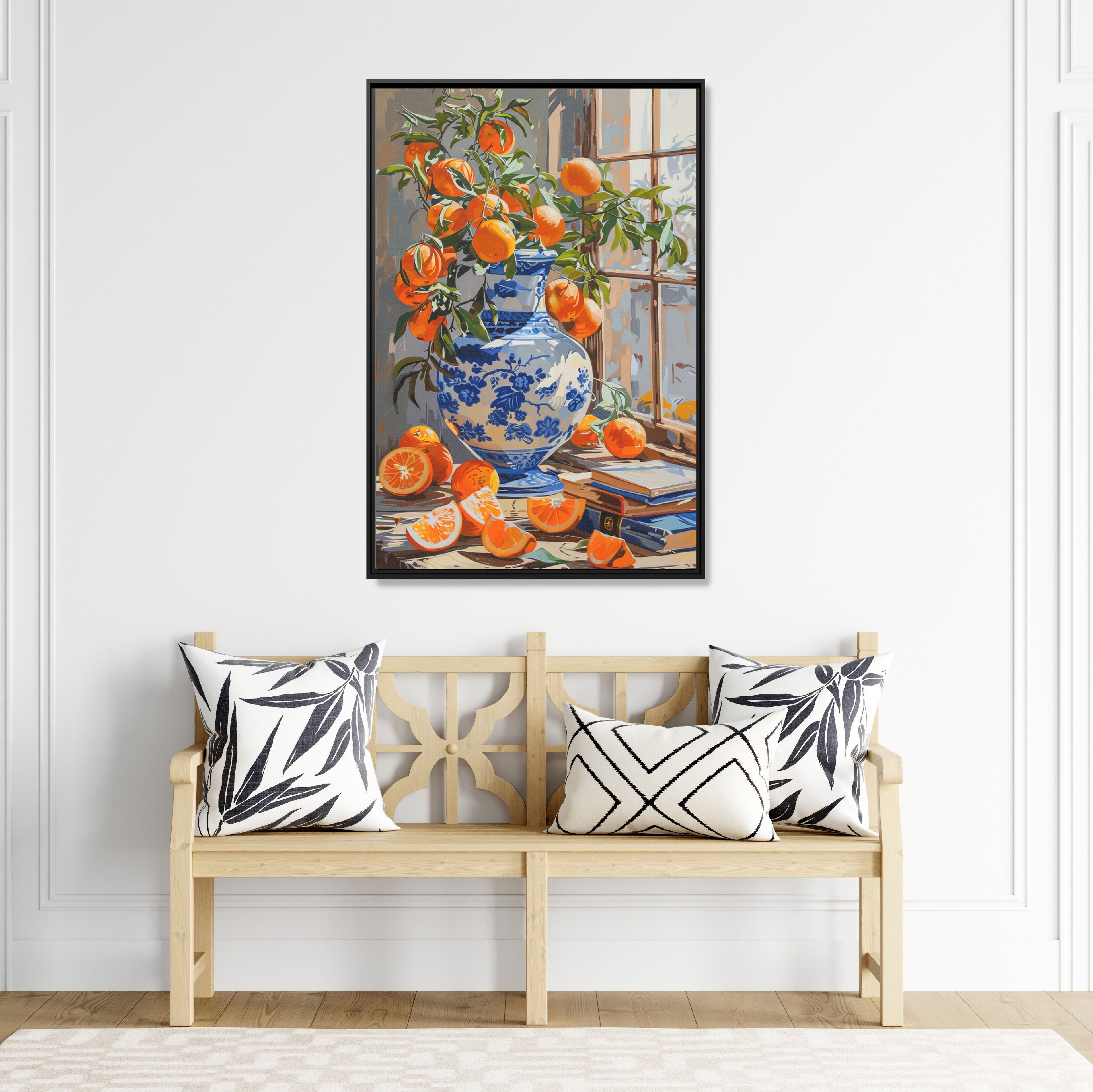 Framed Canvas - Sunlit Citrus &amp; Porcelain