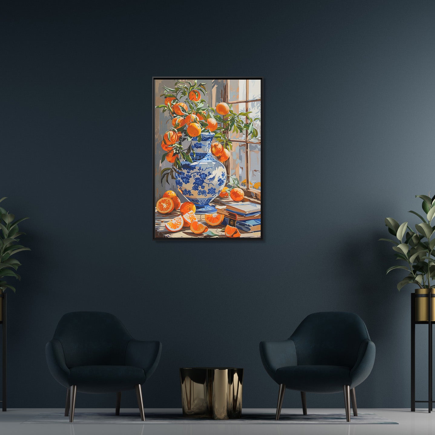 Framed Canvas - Sunlit Citrus &amp; Porcelain