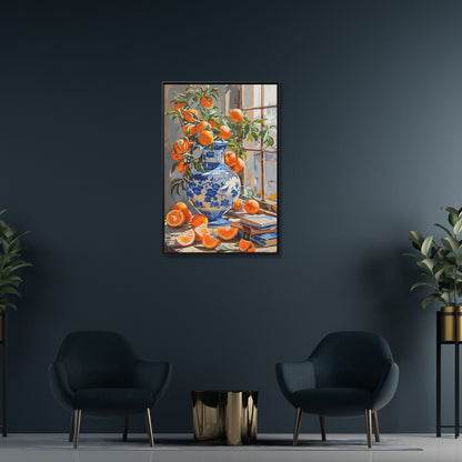 Framed Canvas - Sunlit Citrus &amp; Porcelain