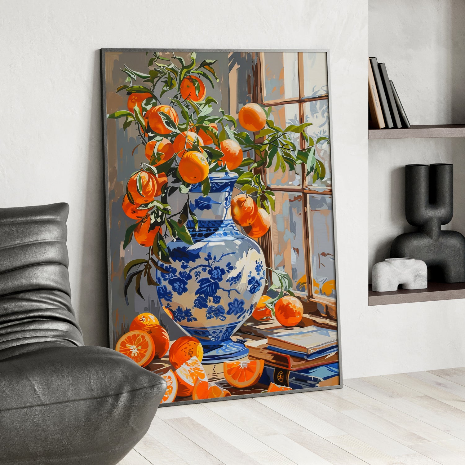 Framed Paper Print - Sunlit Citrus &amp; Porcelain