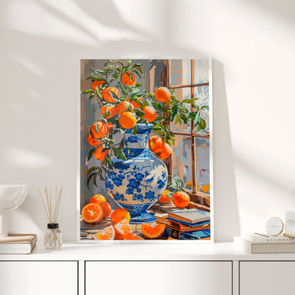 Framed Paper Print - Sunlit Citrus &amp; Porcelain