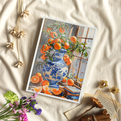 Framed Paper Print - Sunlit Citrus &amp; Porcelain