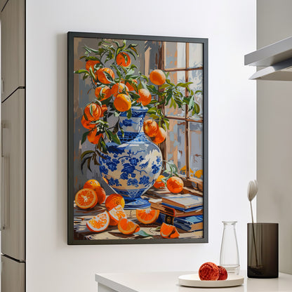 Framed Paper Print - Sunlit Citrus &amp; Porcelain
