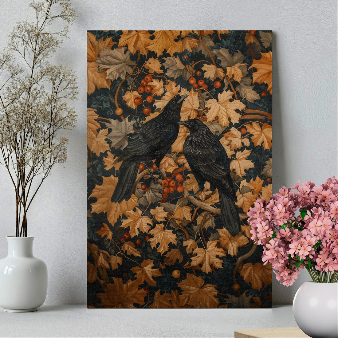 .75&quot; Matte Canvas - Autumn Rooks in Golden Leaves