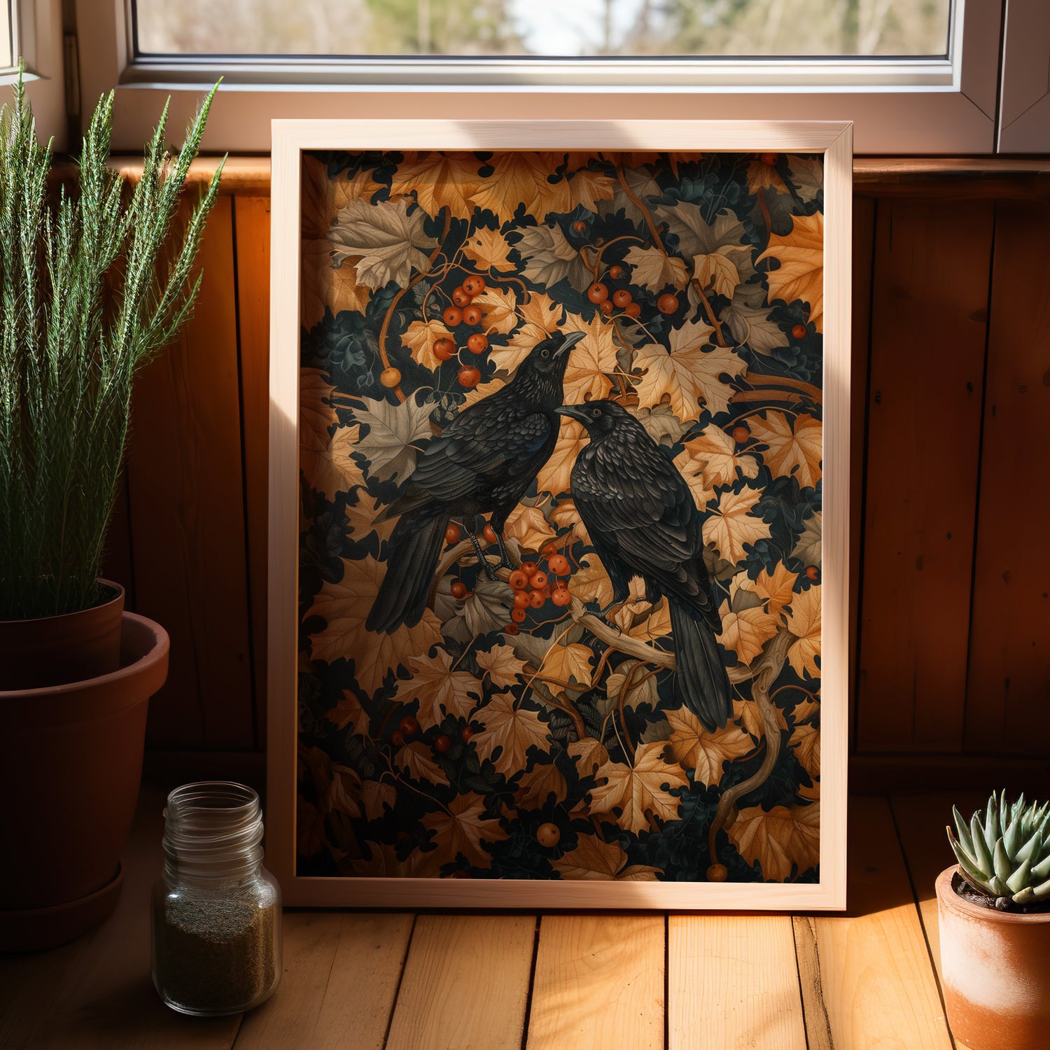 Autumn Rooks in Golden Leaves