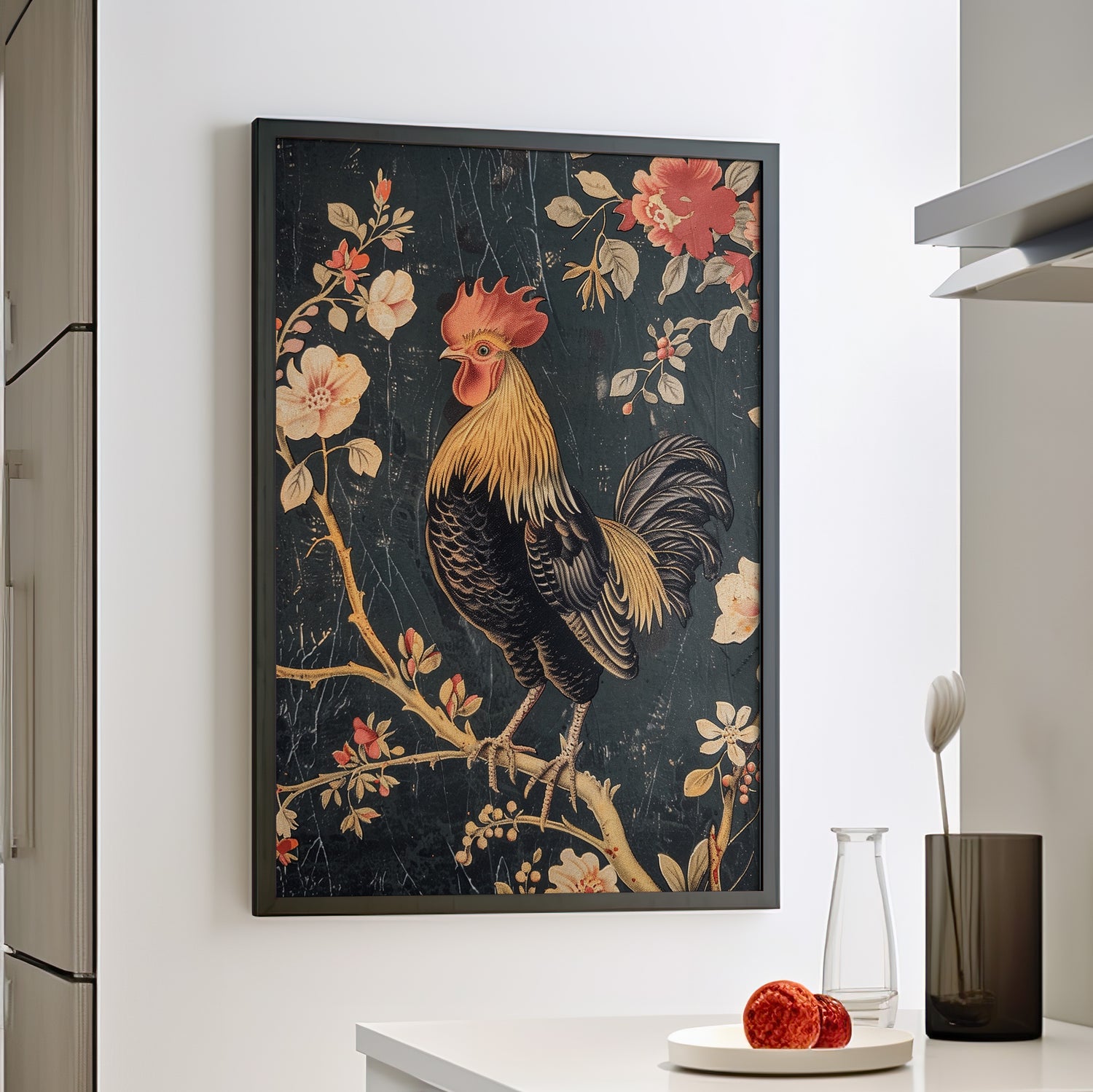 Framed Paper Print - Blooming Rooster Glory