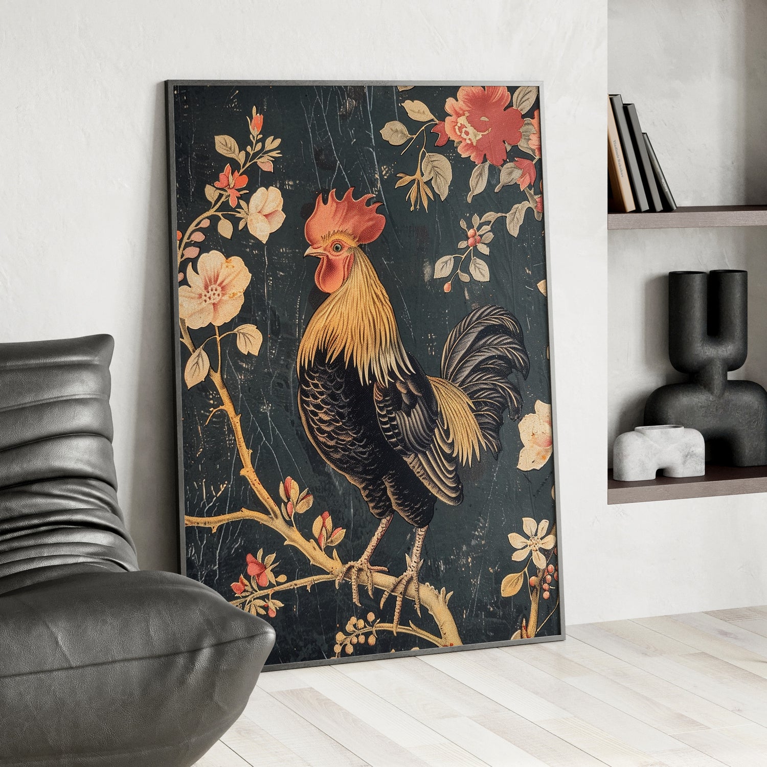 Framed Paper Print - Blooming Rooster Glory