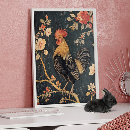 Framed Paper Print - Blooming Rooster Glory