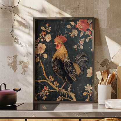 Framed Paper Print - Blooming Rooster Glory