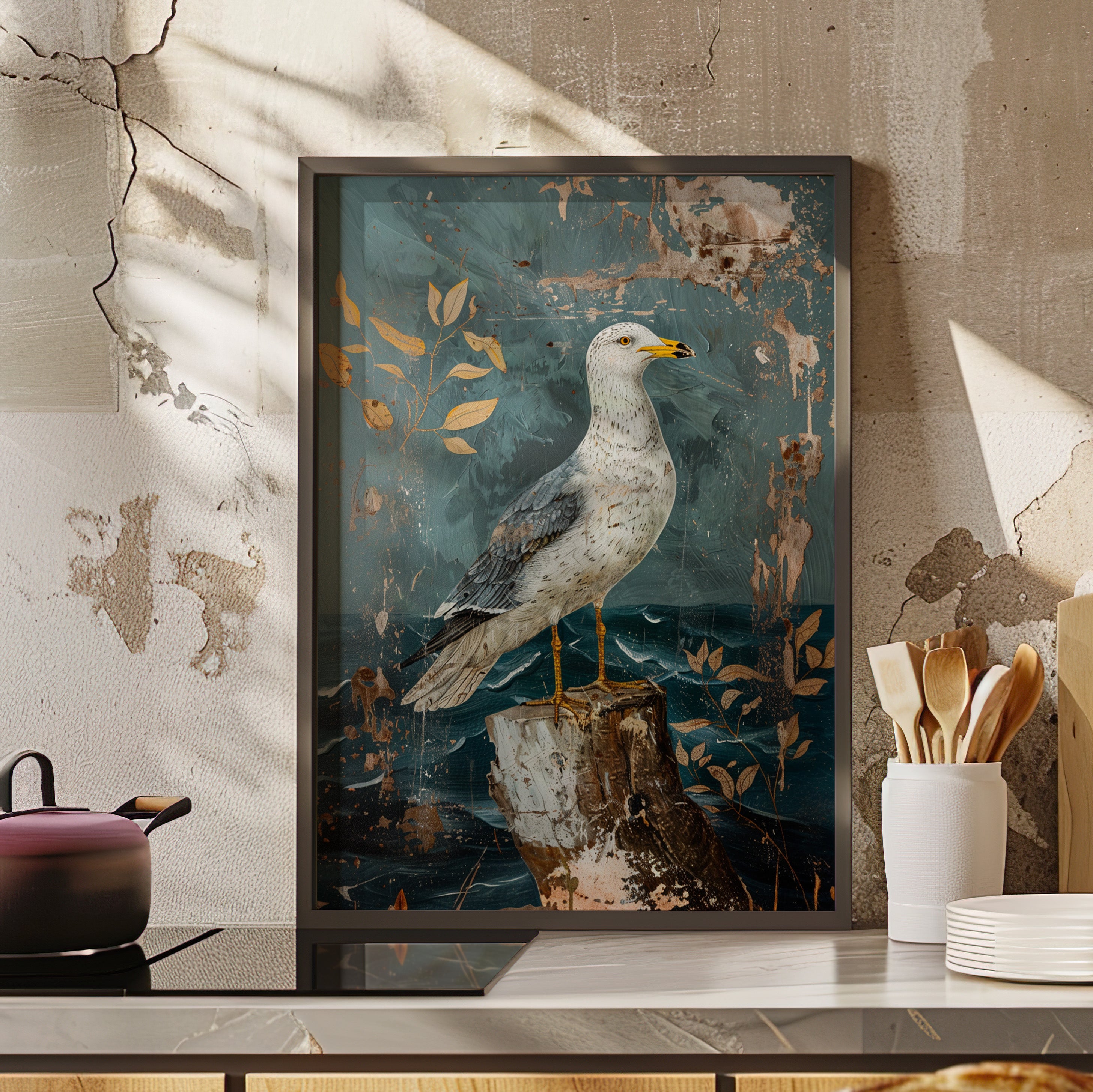 Framed Paper Print - Seagull’s Ocean Perch