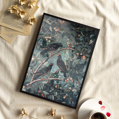 Framed Paper Print - Starlings in Orchard