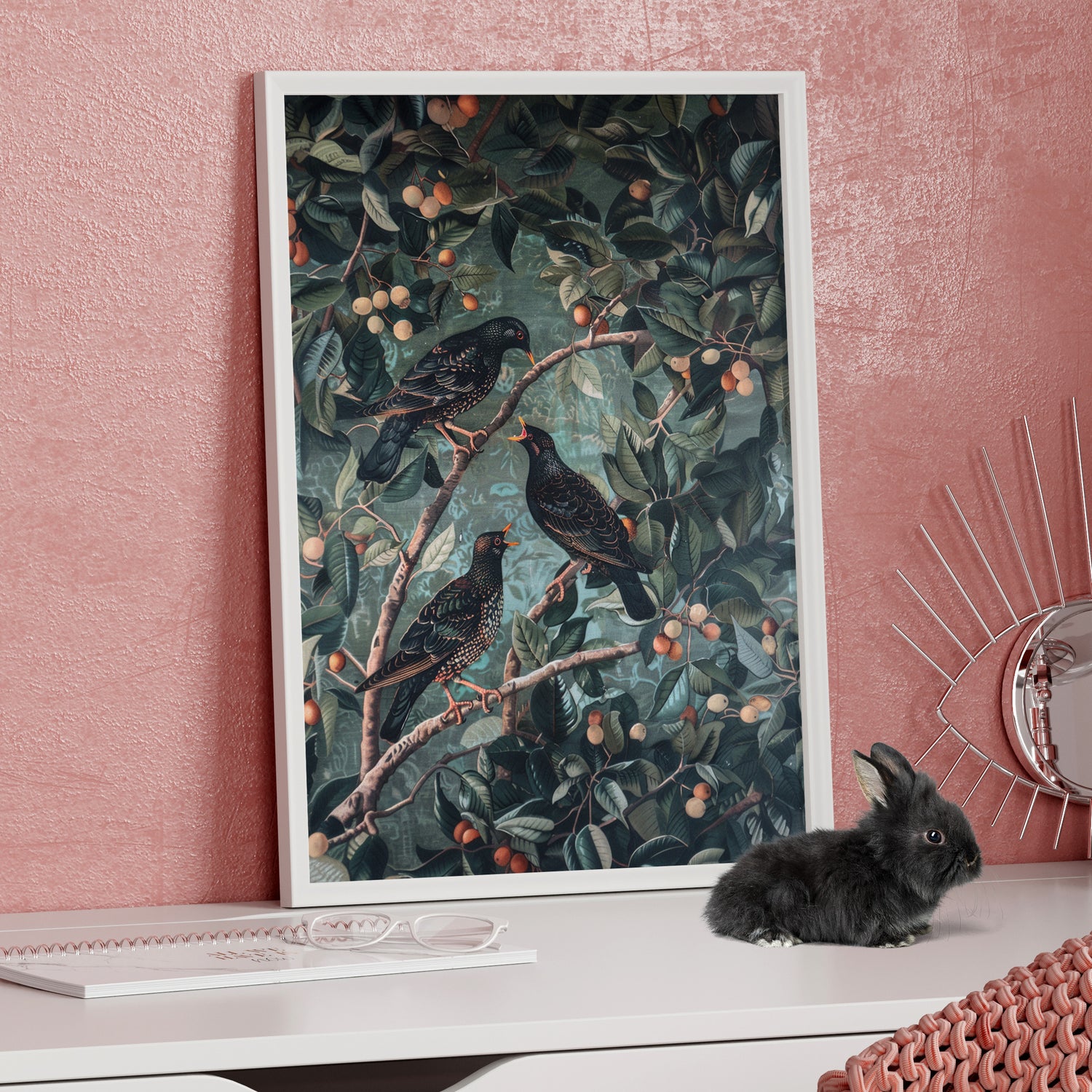 Framed Paper Print - Starlings in Orchard