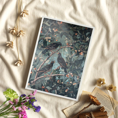 Framed Paper Print - Starlings in Orchard