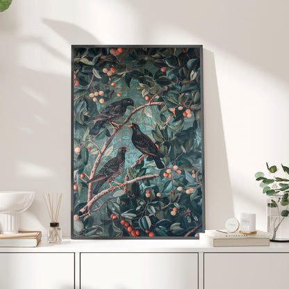 Framed Paper Print - Starlings in Orchard