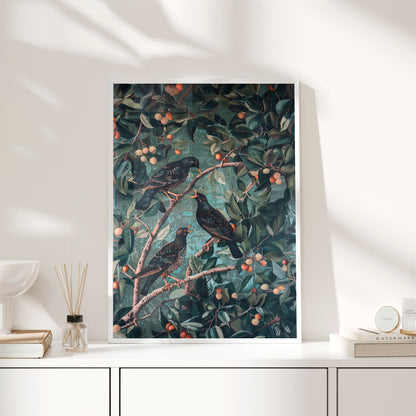 Framed Paper Print - Starlings in Orchard