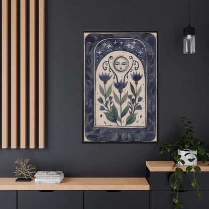 Framed Canvas - Moonlit Folk Bloom Dream