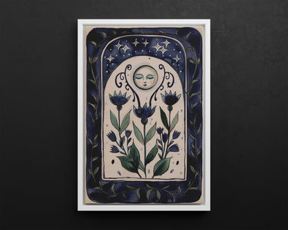 Framed Canvas - Moonlit Folk Bloom Dream