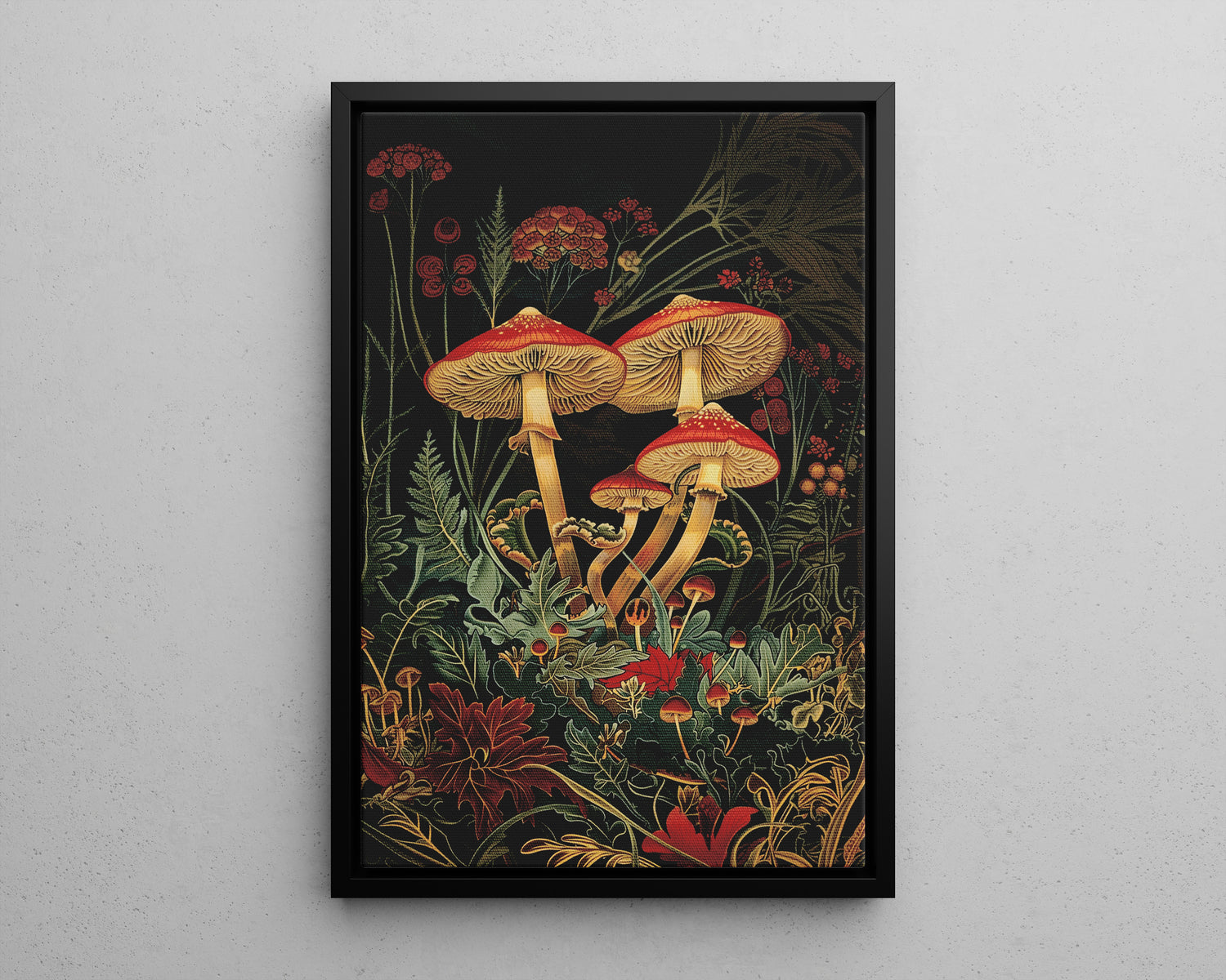 Framed Canvas - Elegant Mushroom Reverie
