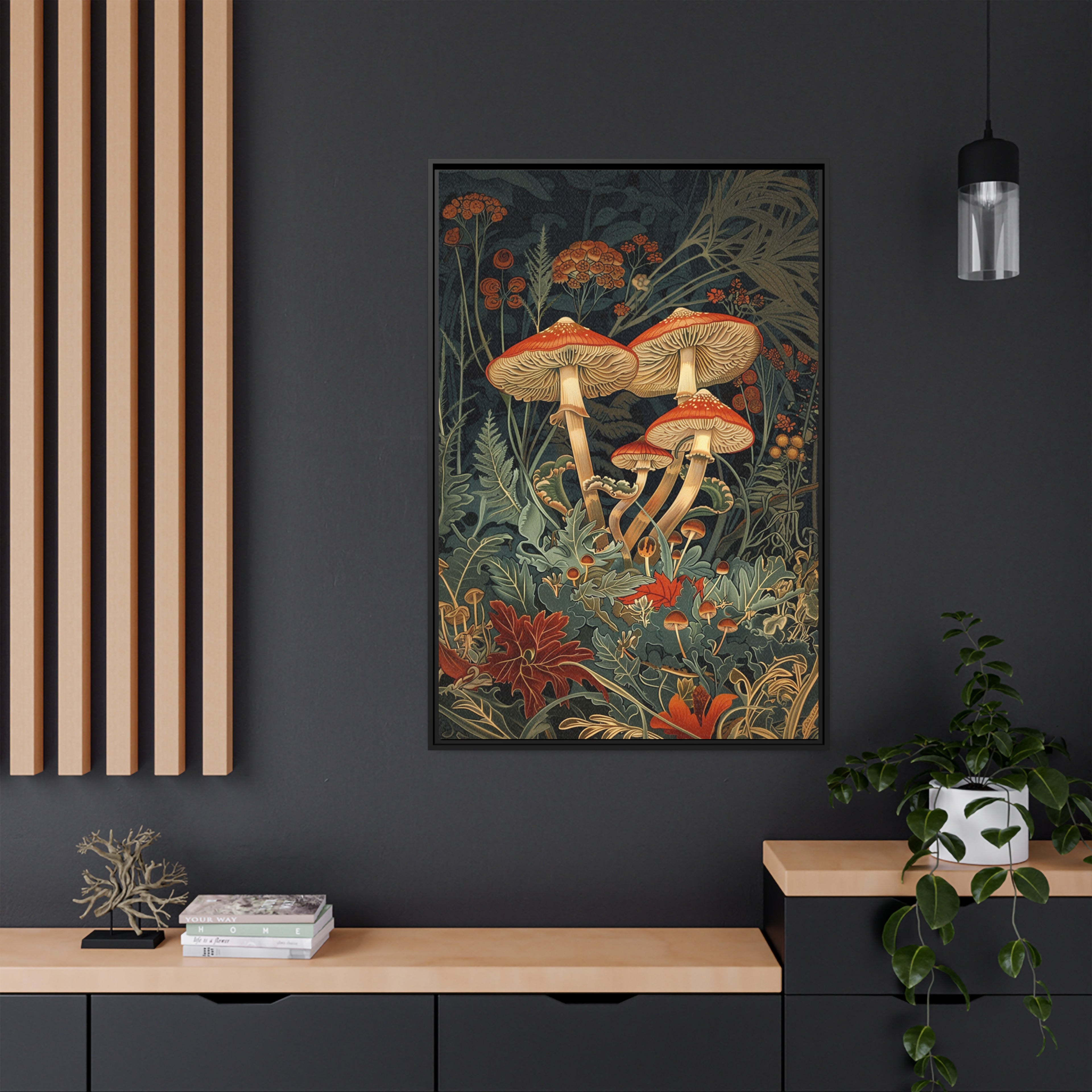 Framed Canvas - Elegant Mushroom Reverie