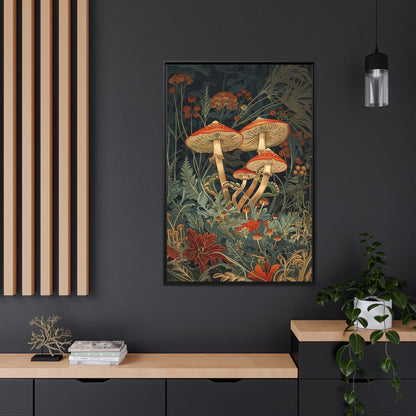 Framed Canvas - Elegant Mushroom Reverie