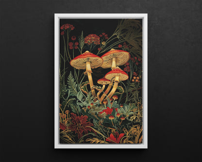 Framed Canvas - Elegant Mushroom Reverie
