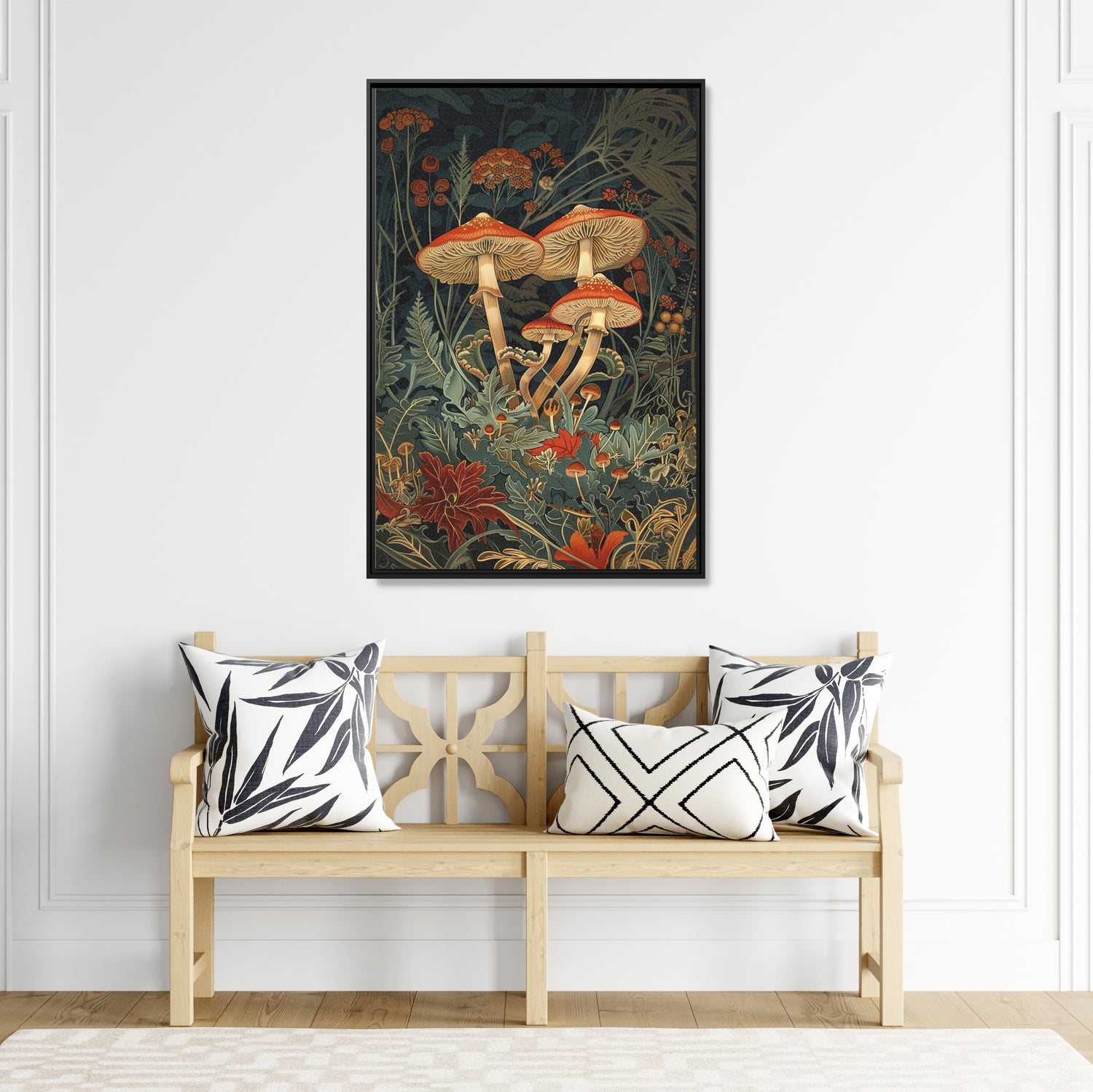 Framed Canvas - Elegant Mushroom Reverie