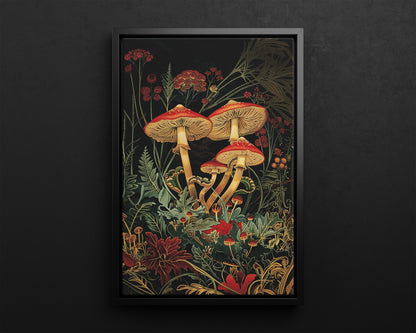 Framed Canvas - Elegant Mushroom Reverie