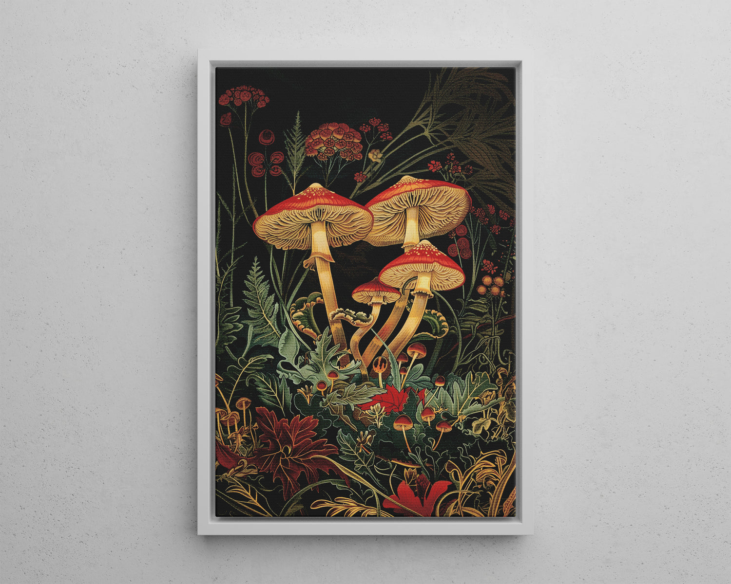 Framed Canvas - Elegant Mushroom Reverie