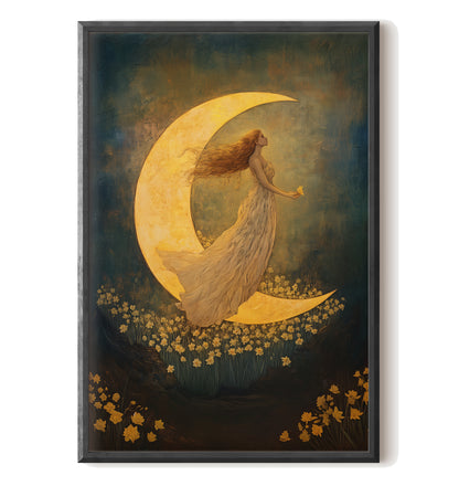 Moonlit Dreamer with Daffodils