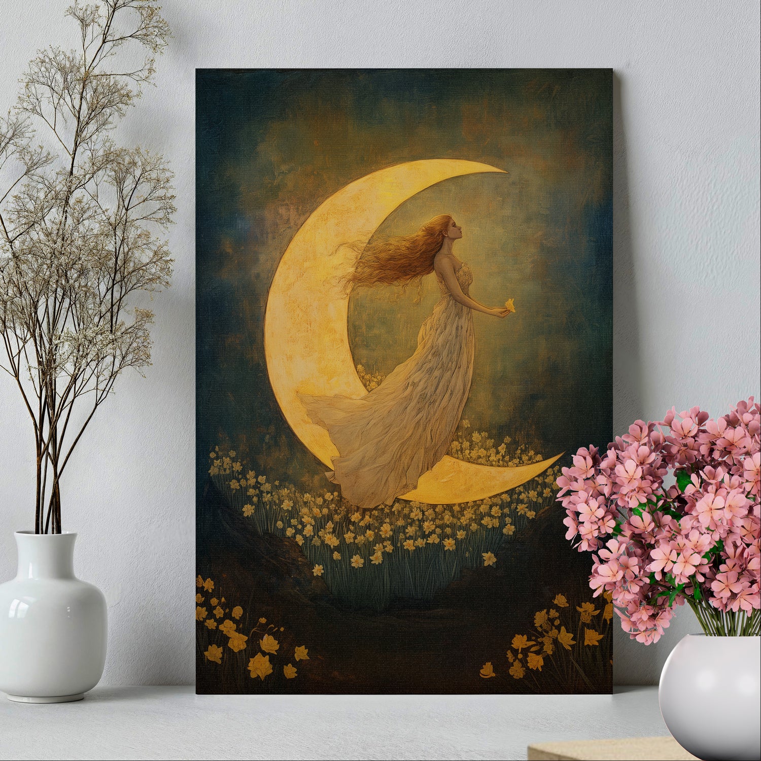.75" Matte Canvas - Moonlit Dreamer with Daffodils