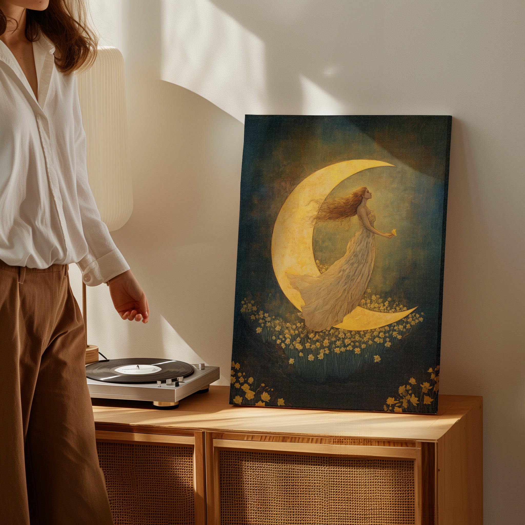 .75" Matte Canvas - Moonlit Dreamer with Daffodils