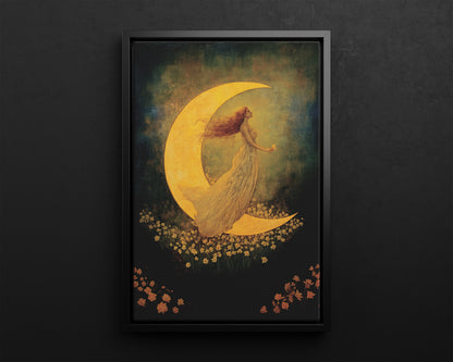 Framed Canvas - Moonlit Dreamer with Daffodils