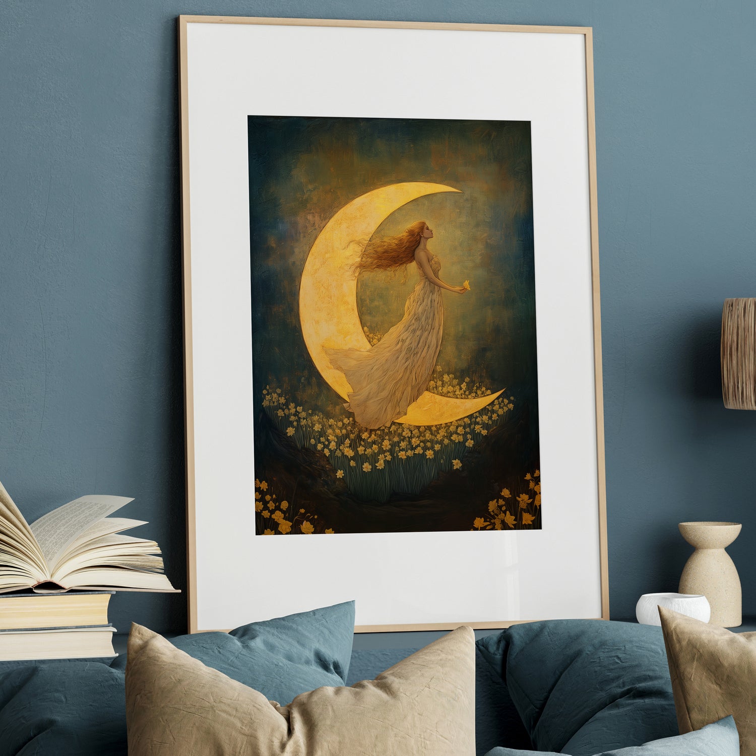 Moonlit Dreamer with Daffodils